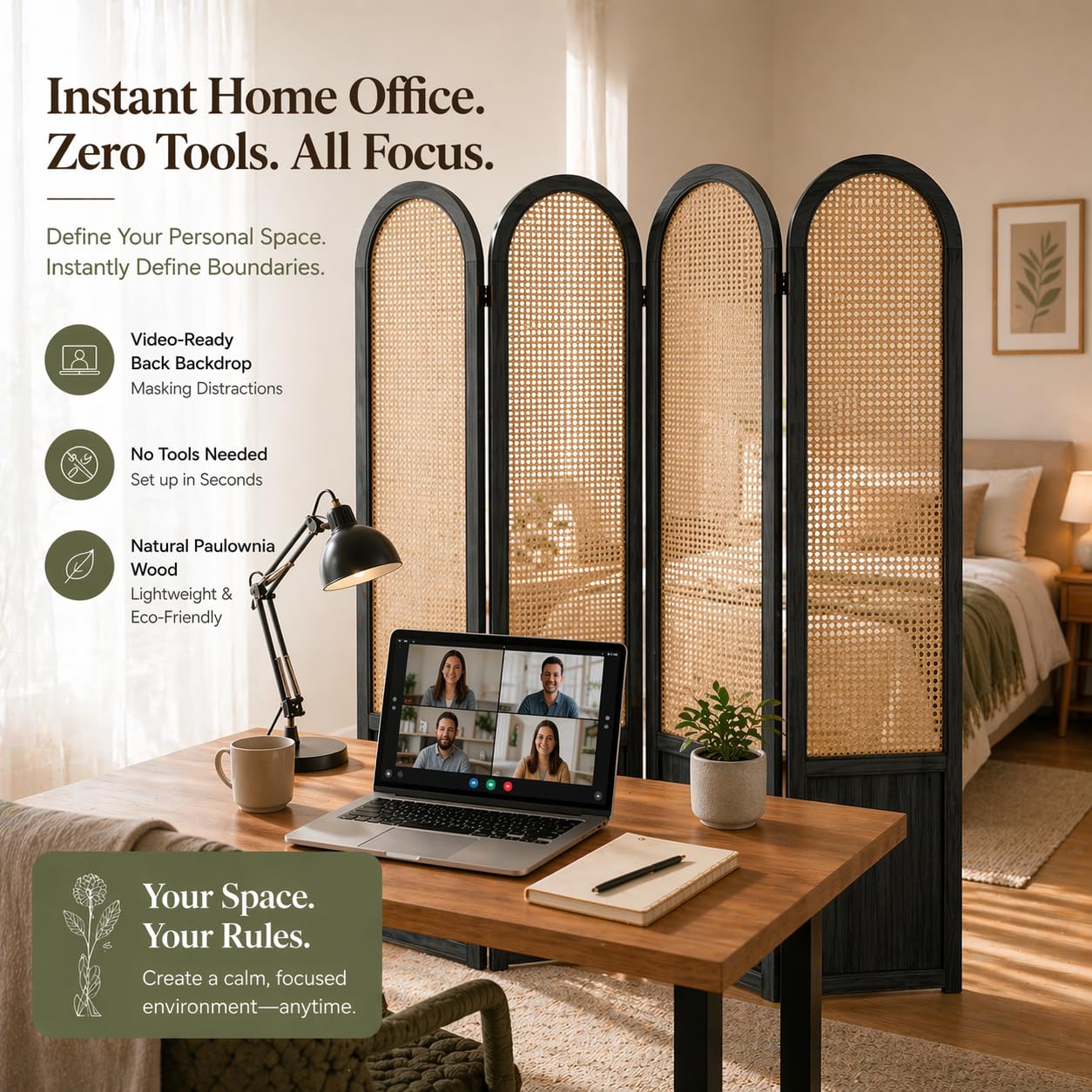 ฉากกั้นห้องแบบพับได้ 4 แผง ทำจ - Partition Screen Divider บทวิจารณ์และราคา